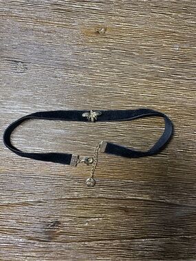 Black Velvet Choker Necklace with Tiny Gold Bee Accent